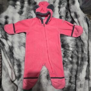 Columbia Fleece Bunting 6–12 Months Pink Hooded One Piece